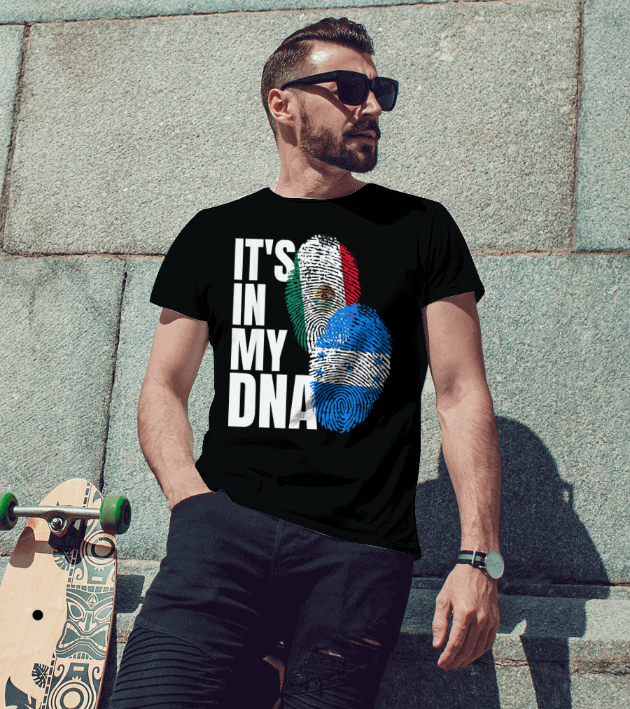 Mexican And Honduran Flag Fingerprints It's In My DNA Heritage T-Shirt