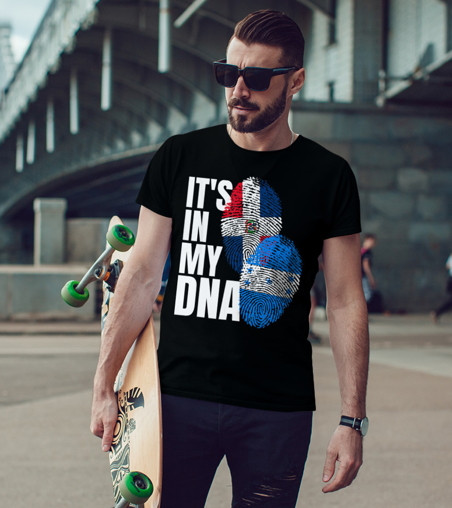 Honduran And Dominican Mix It's In My DNA Fingerprints Flag T-Shirt