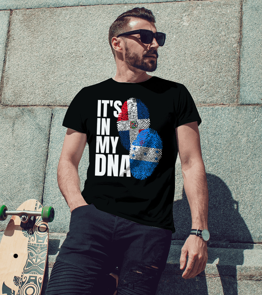 Honduran And Dominican Mix It's In My DNA Fingerprints Flag T-Shirt