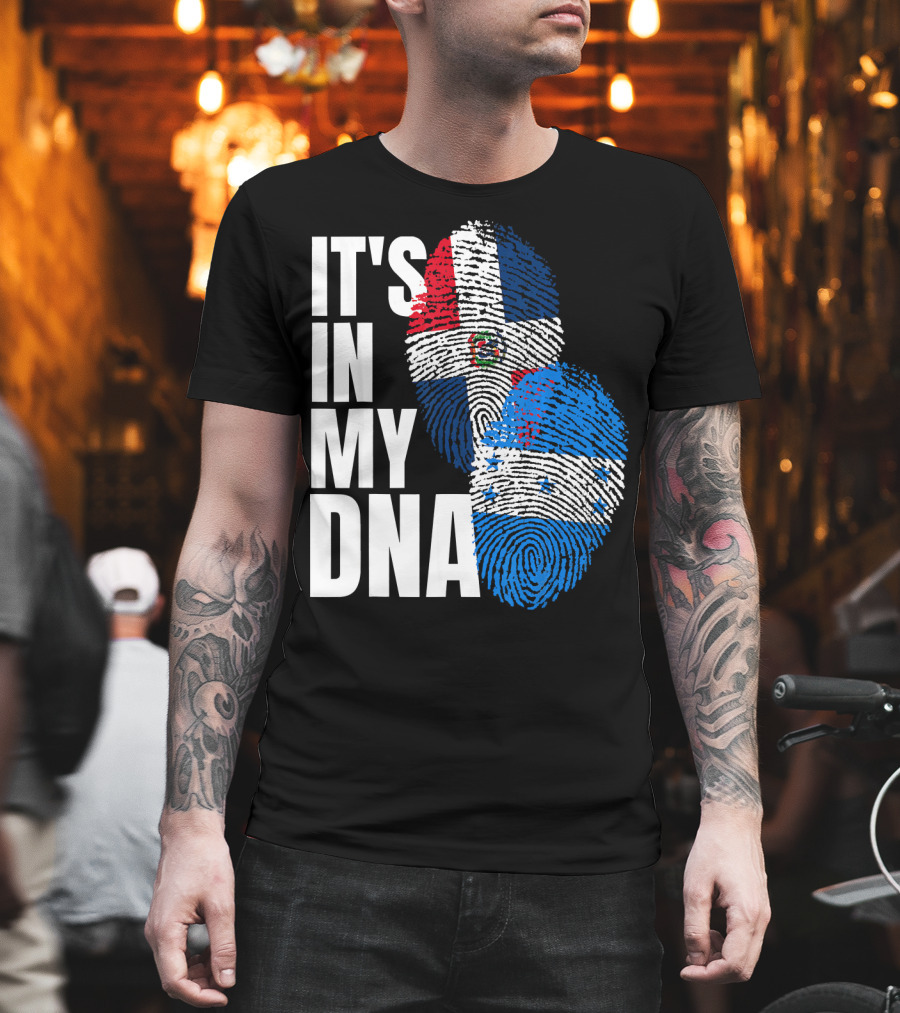 Honduran and Dominican Mix It's in My DNA Fingerprints Flag T-Shirt