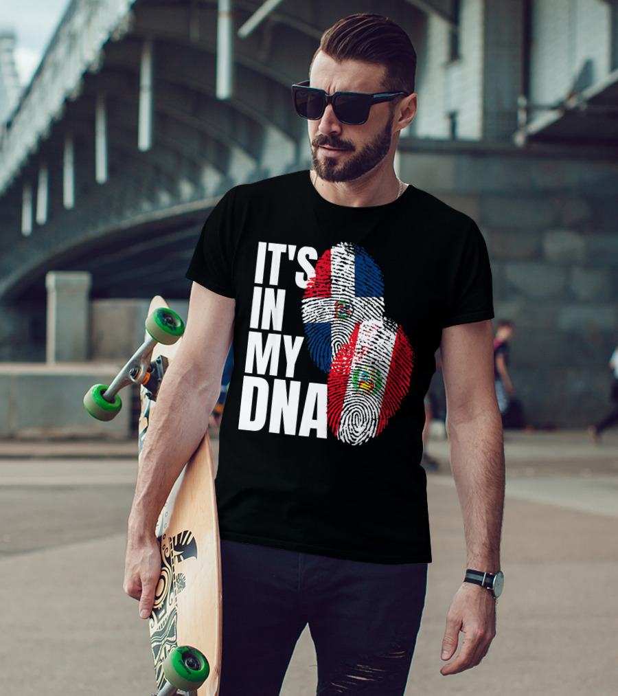 It's In My DNA Peruvian Dominican Fingerprint Flag T-Shirt