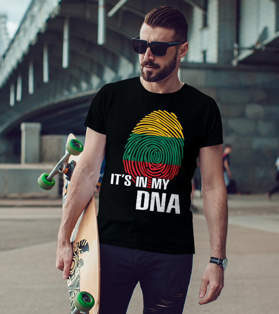 It's In My DNA Lithuania Fingerprint Lithuanian Flag T-Shirt