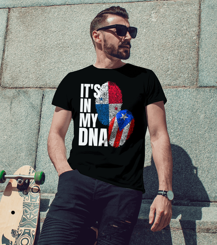 Panamanian Puerto Rican It's In My DNA Fingerprint Flag T-Shirt