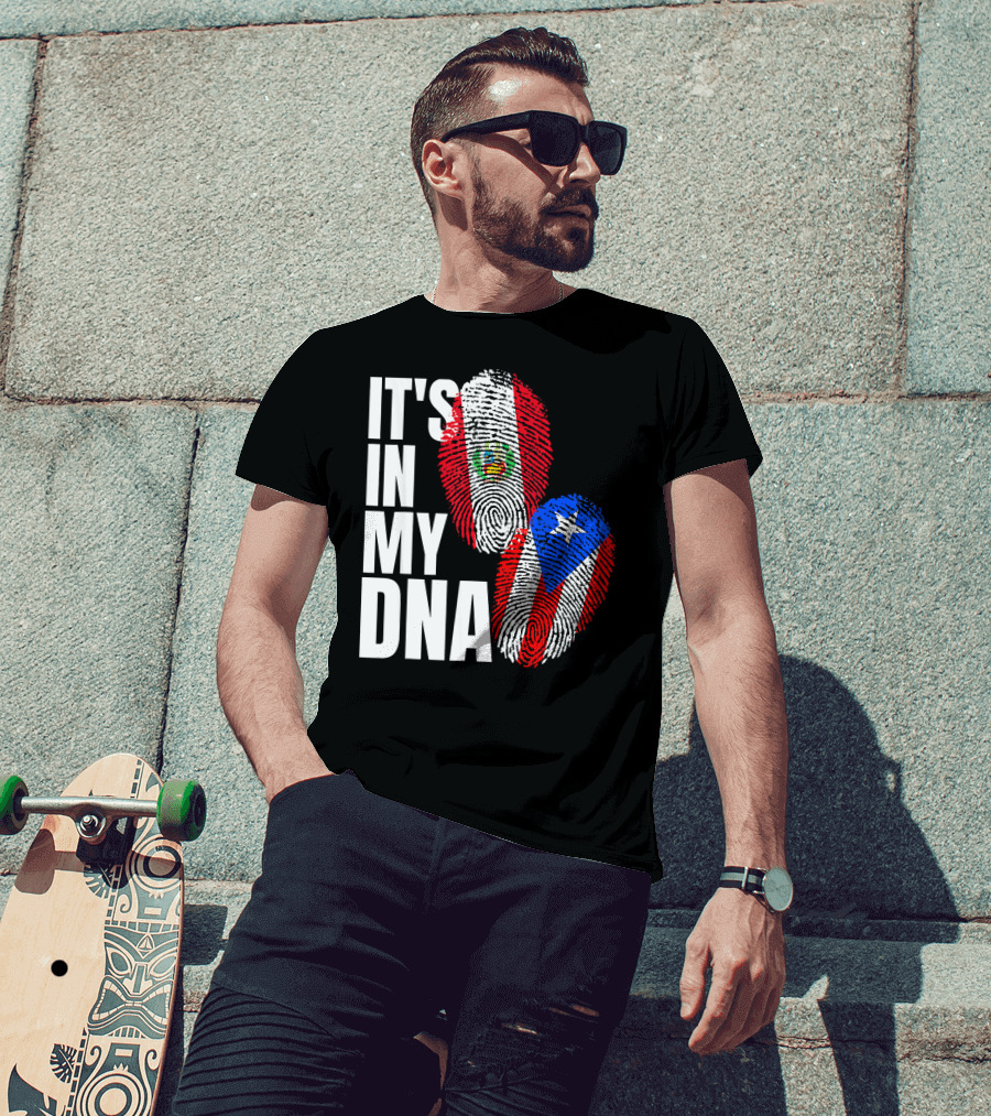 It's In My DNA Peruvian And Puerto Rican Flag Heritage T-Shirt
