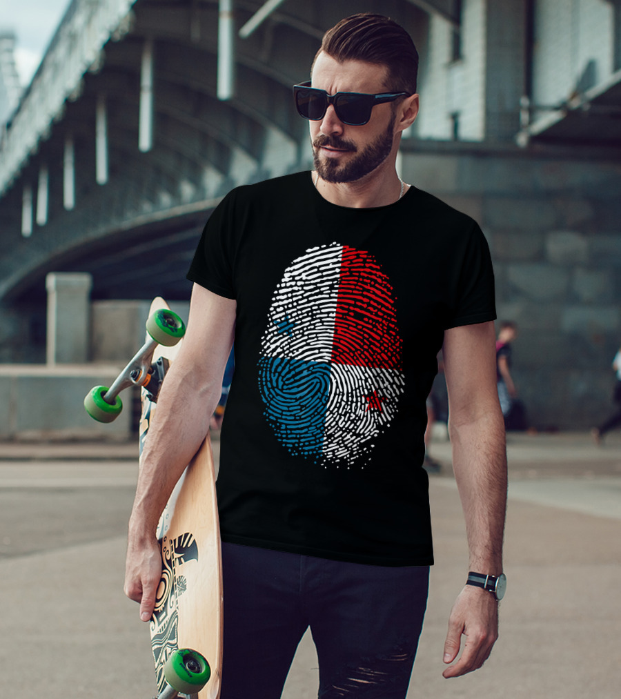Panama Flag Fingerprint DNA For Birthday T-Shirt