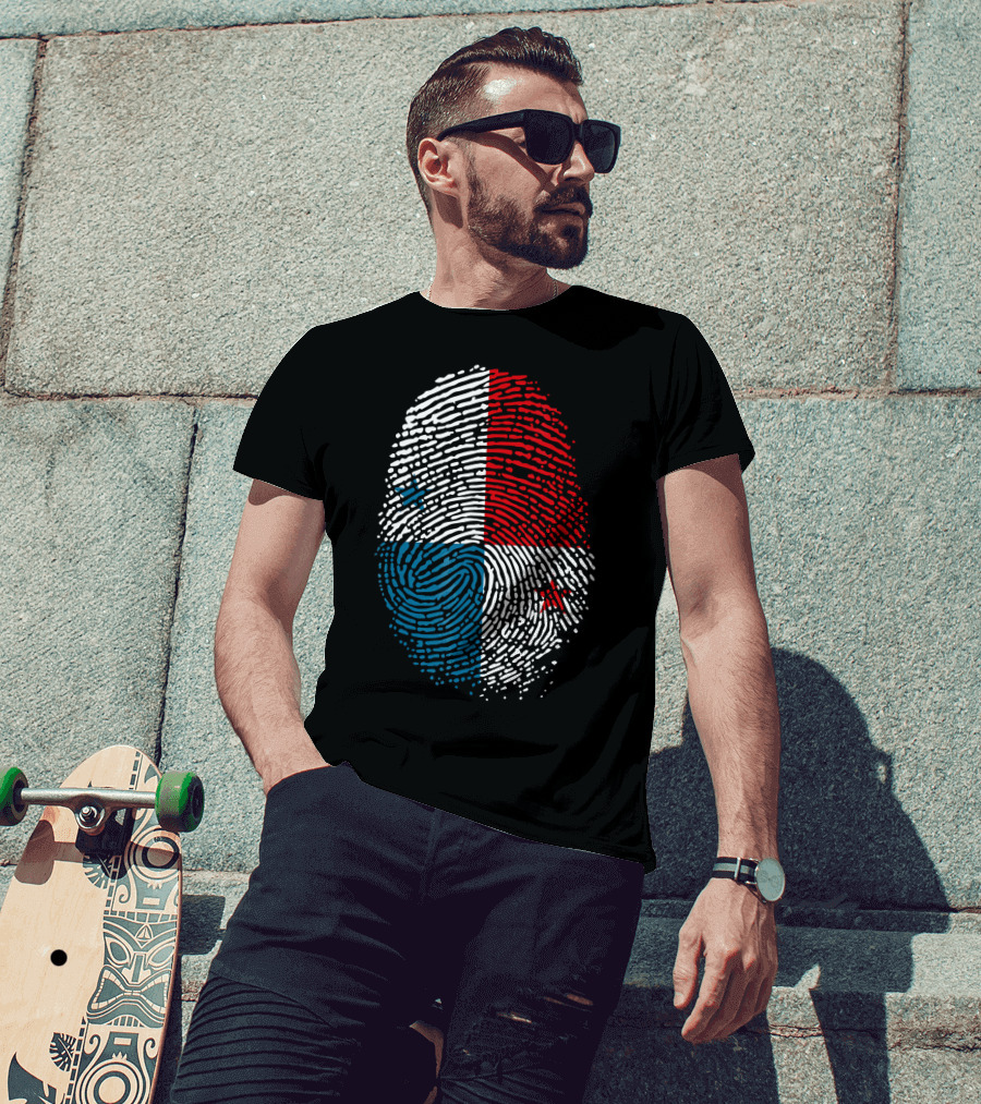 Panama Flag Fingerprint DNA For Birthday T-Shirt