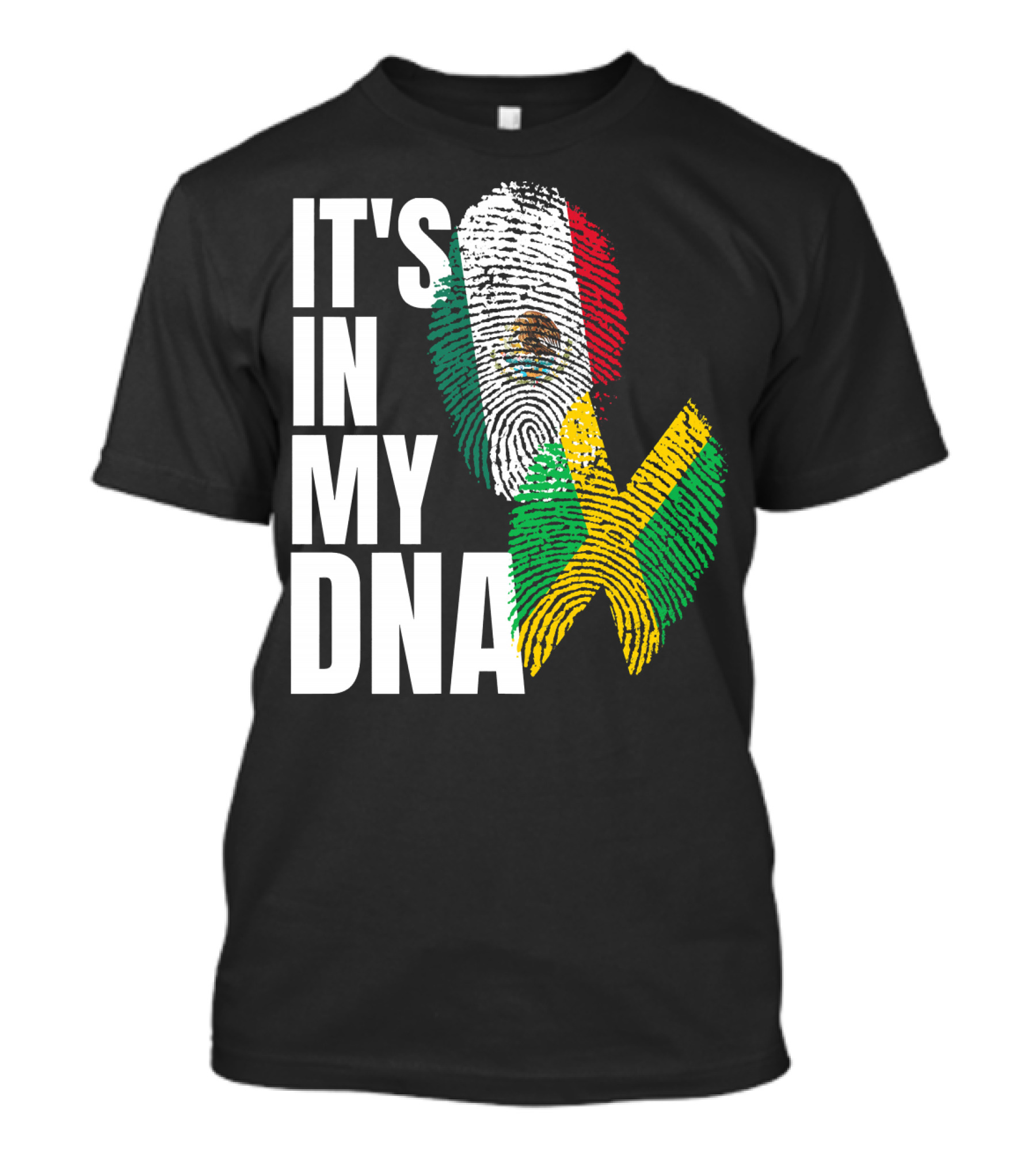 It's In My DNA Jamaican Mexican Flag Fingerprint Heritage T-Shirt