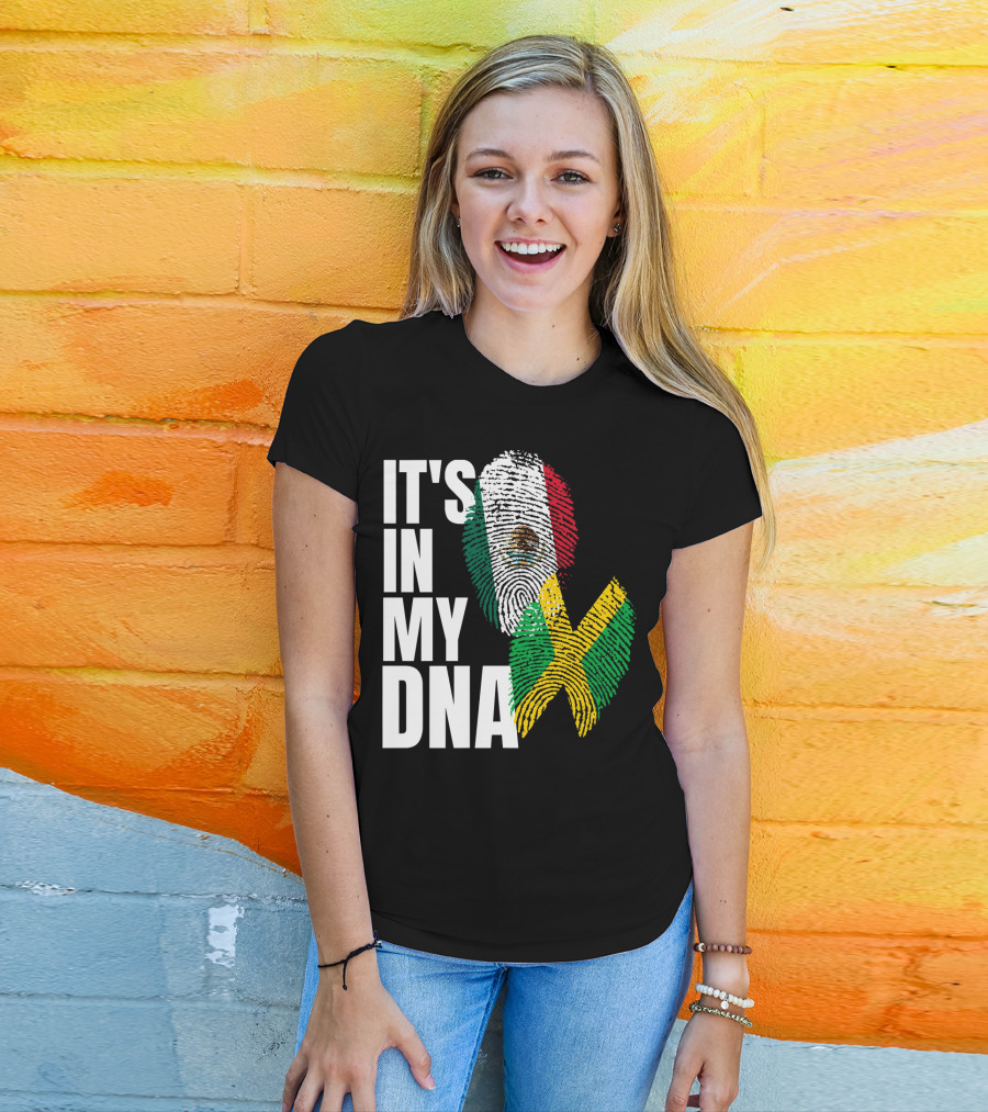 It's In My DNA Jamaican Mexican Flag Fingerprint Heritage T-Shirt
