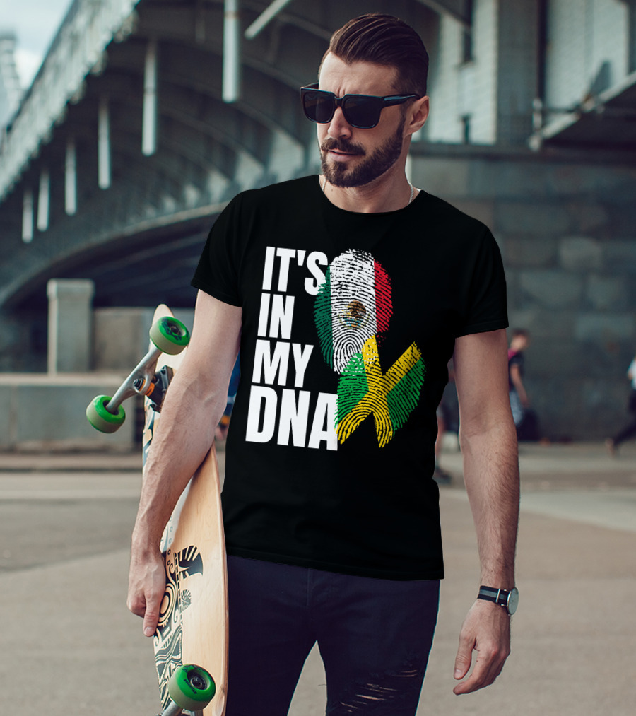 It's In My DNA Jamaican Mexican Flag Fingerprint Heritage T-Shirt