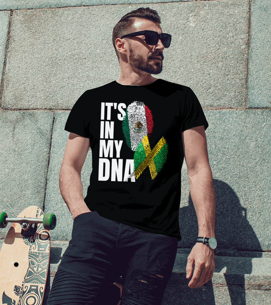 It's In My DNA Jamaican Mexican Flag Fingerprint Heritage T-Shirt