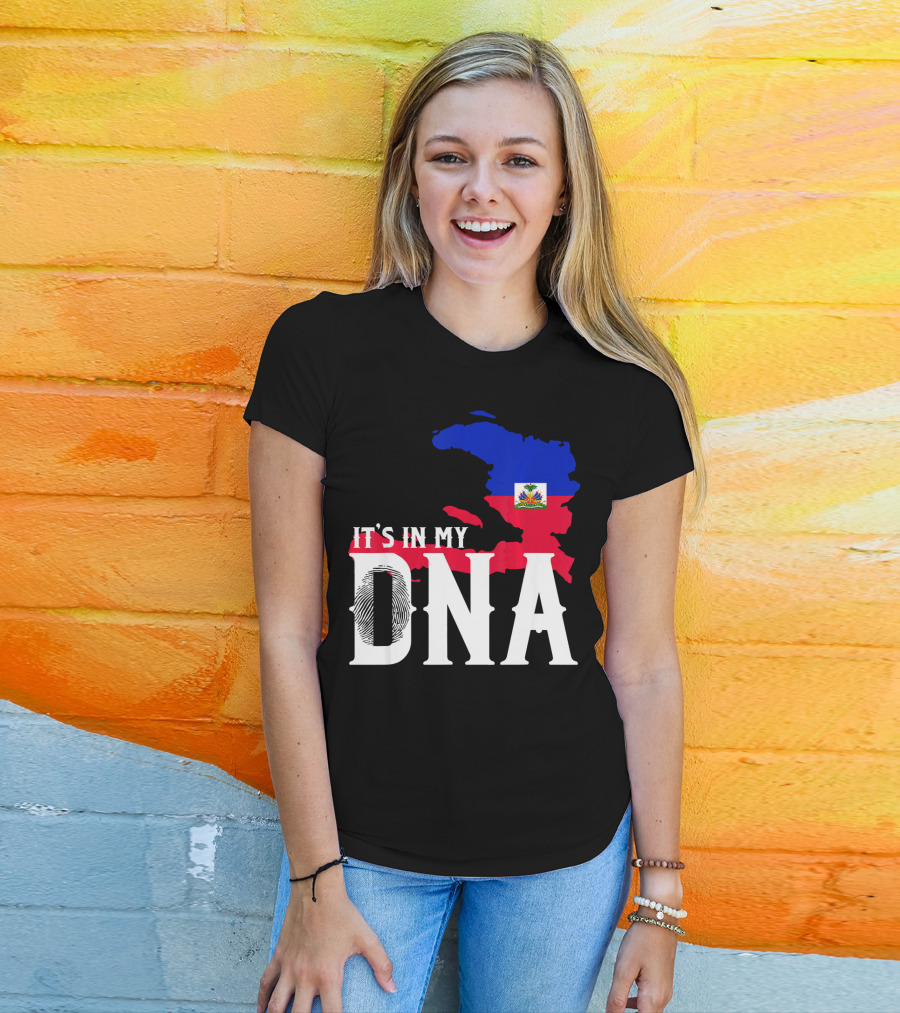 It's In My DNA Fingerprint Prideful Haiti Flag Map T-Shirt