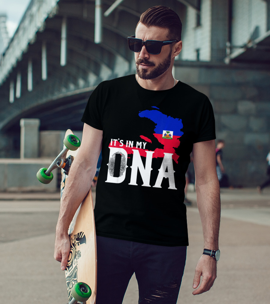 It's In My DNA Fingerprint Prideful Haiti Flag Map T-Shirt