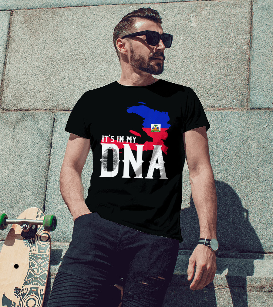 It's In My DNA Fingerprint Prideful Haiti Flag Map T-Shirt
