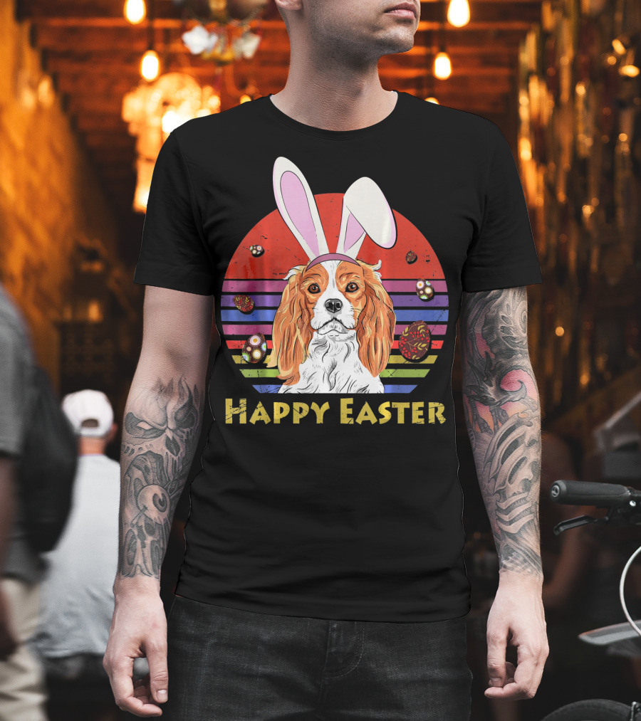 Happy Easter Cavalier King Charles Dog Bunny Headband T-Shirt