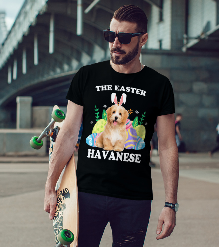The Easter Havanese Bunny Dog With Colorful Eggs T-Shirt