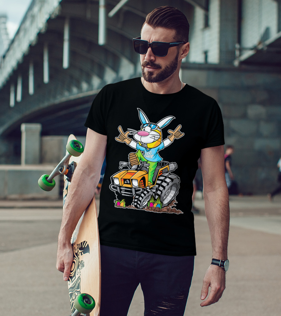 Easter Bunny Egg Champ Riding ATV With Easter Eggs And Sunglasses T-Shirt