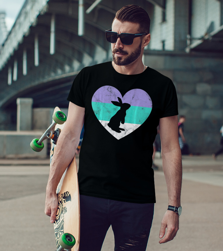 Rabbit Heart With Pride Flag Colors T-Shirt
