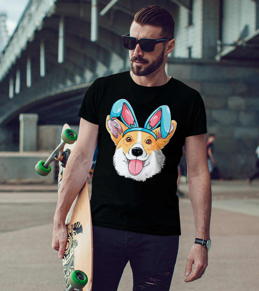 Easter Bunny Ears Corgi Dog T-Shirt
