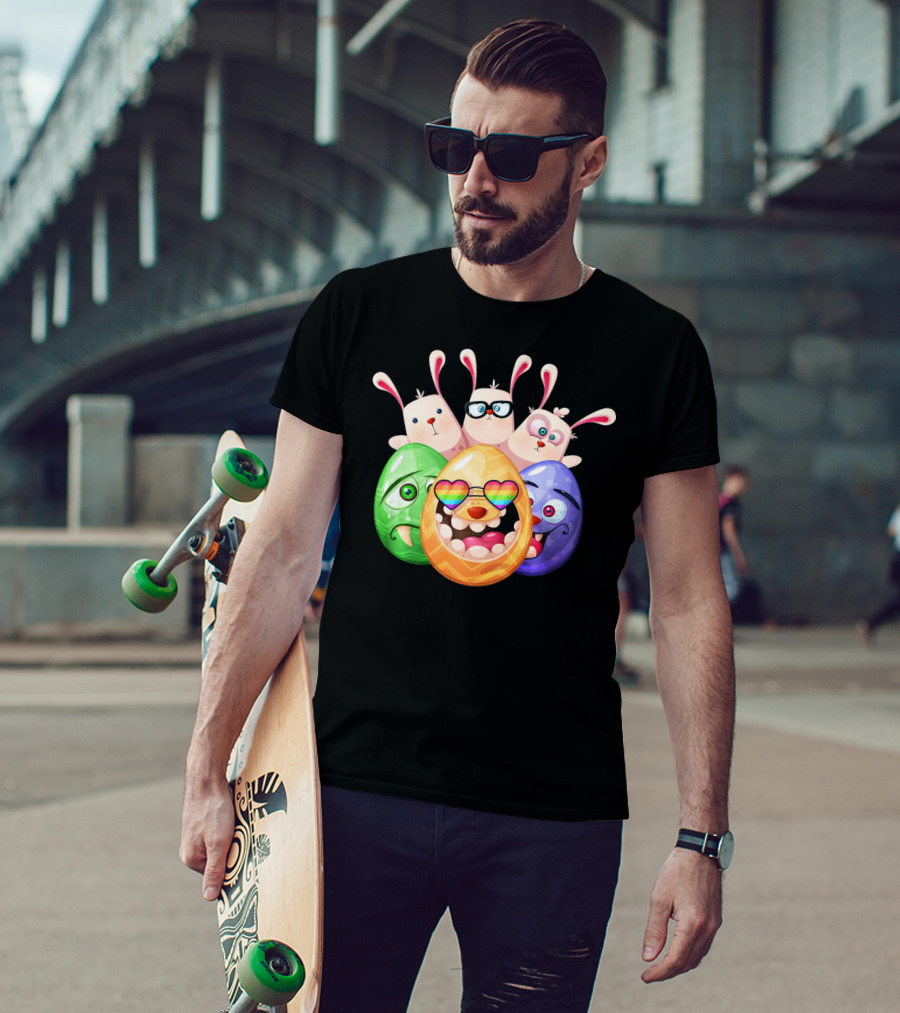 Three Easter Emoji Eggs With Funny Bunny Rabbits T-Shirt