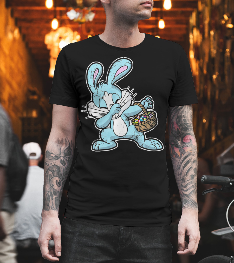 Dabbing Easter Bunny With Basket Of Eggs T-Shirt