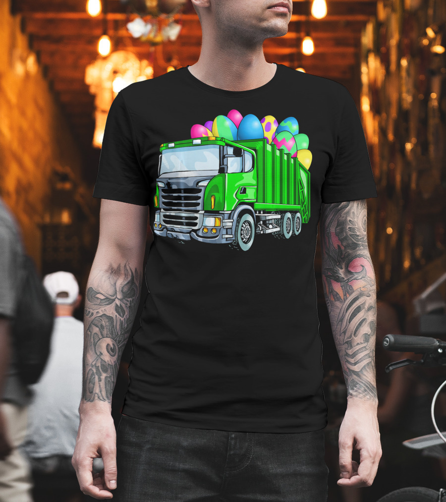 Easter Garbage Truck Men Kids Bo Easter Egg Hauler T-Shirt