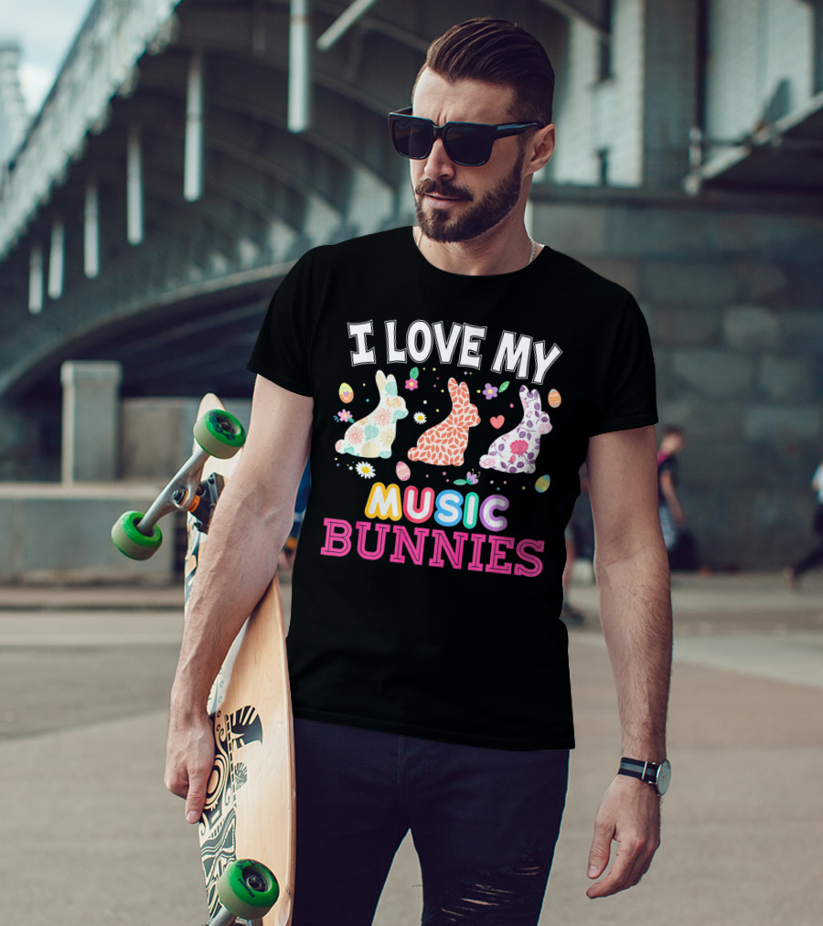 I Love My Music Bunnies Easter Teacher T-Shirt