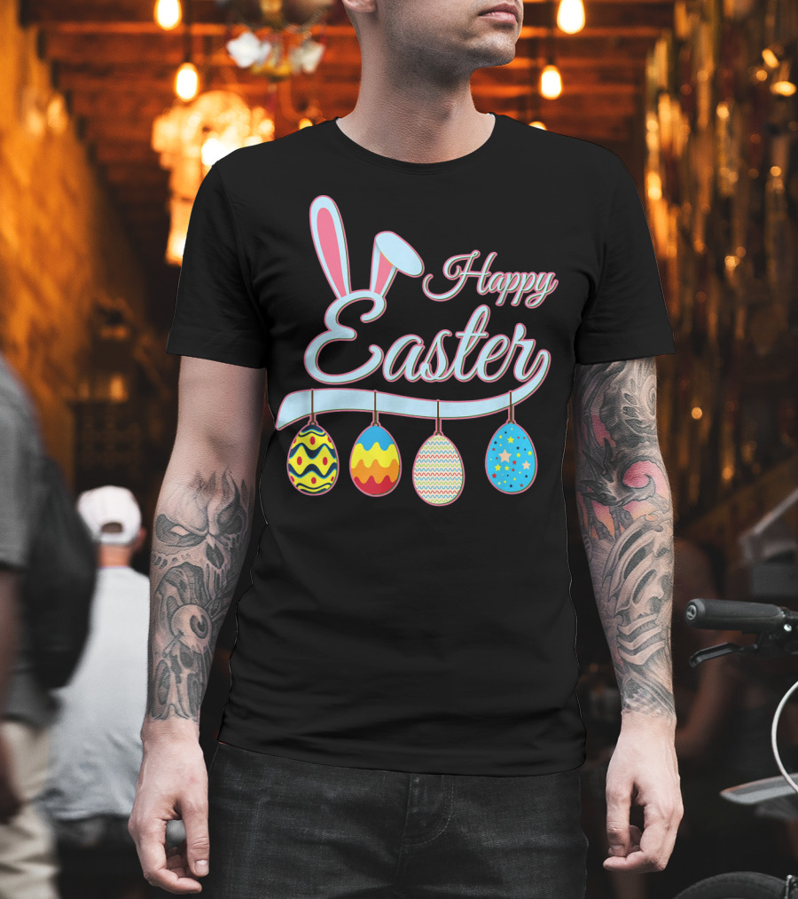 Happy Easter Bunny With Easter Eggs T-Shirt
