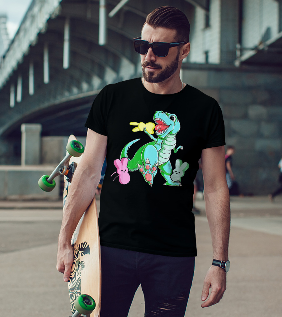 Dinosaur Rex Eat Bunny Peeps Happy Easter T-Shirt