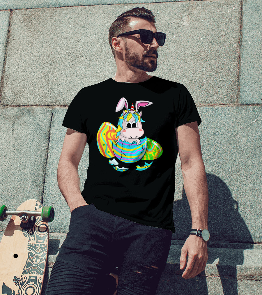 Easter Sunday Unicorn Bunnicorn In Colorful Eggshell T-Shirt