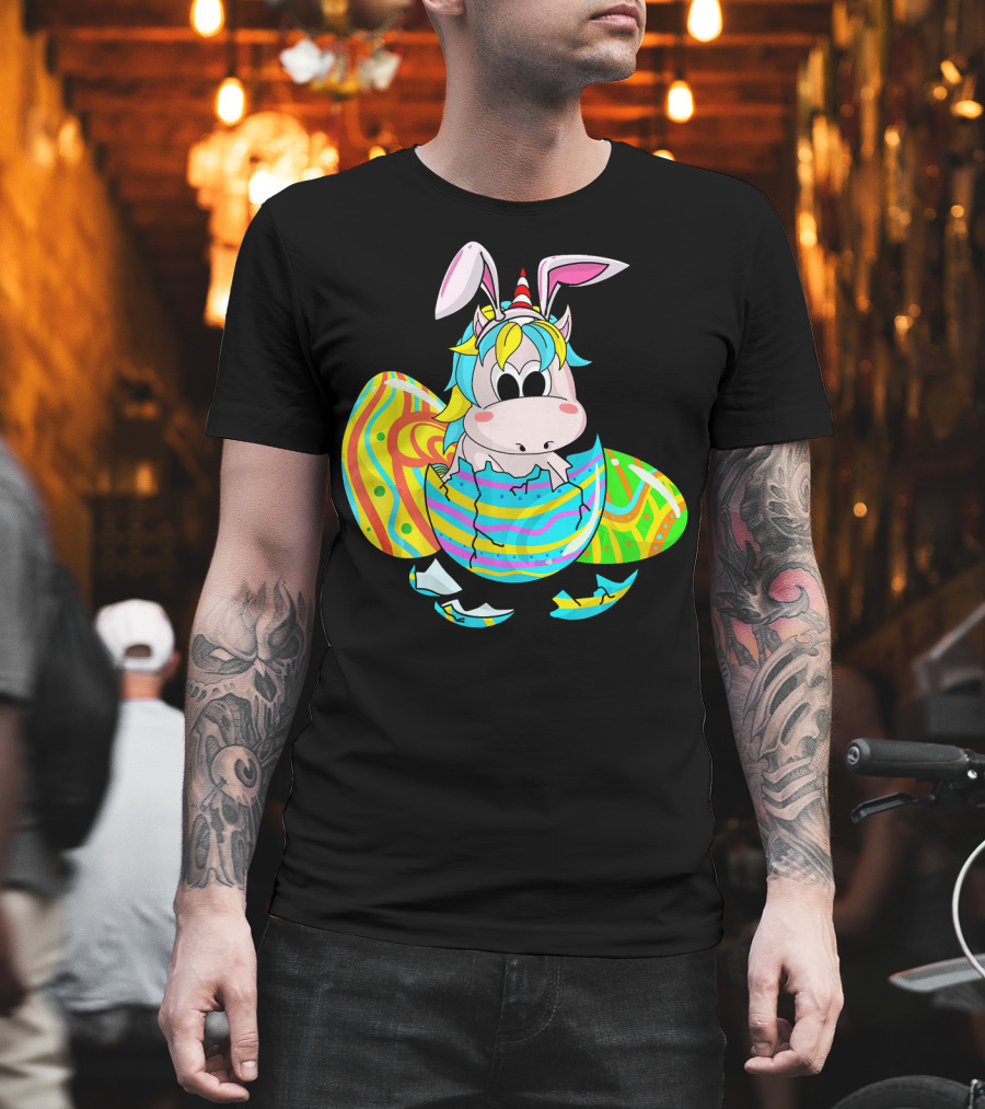 Easter Sunday Unicorn Bunnicorn In Colorful Eggshell T-Shirt