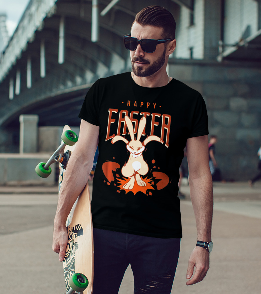 Happy Easter Bunny With Cracked Egg T-Shirt