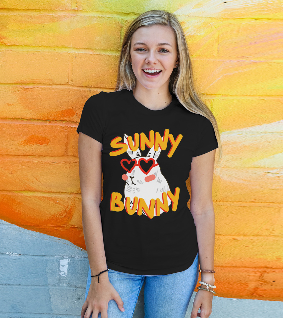 SUNNY BUNNY Cute Happy Easter Heartglass T-Shirt