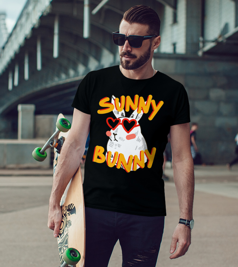 SUNNY BUNNY Cute Happy Easter Heartglass T-Shirt