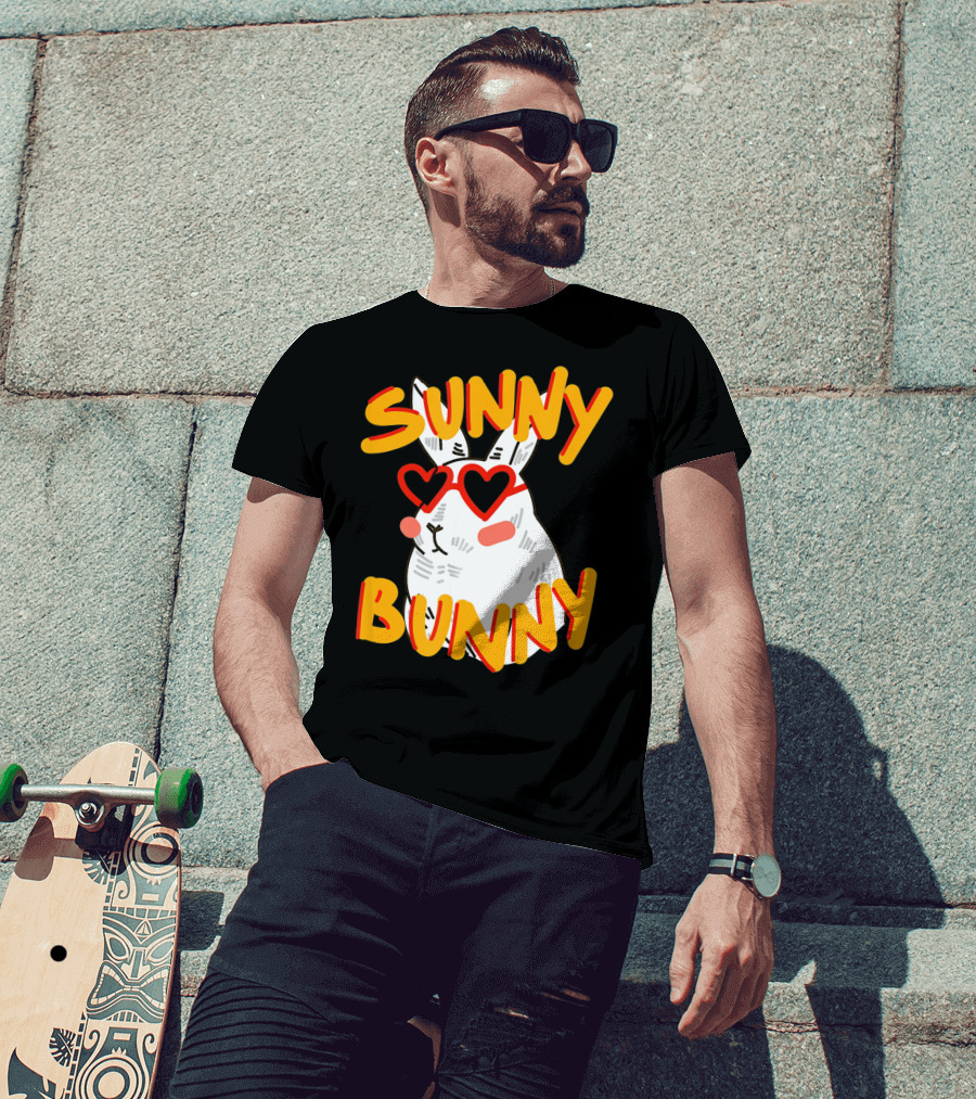 SUNNY BUNNY Cute Happy Easter Heartglass T-Shirt
