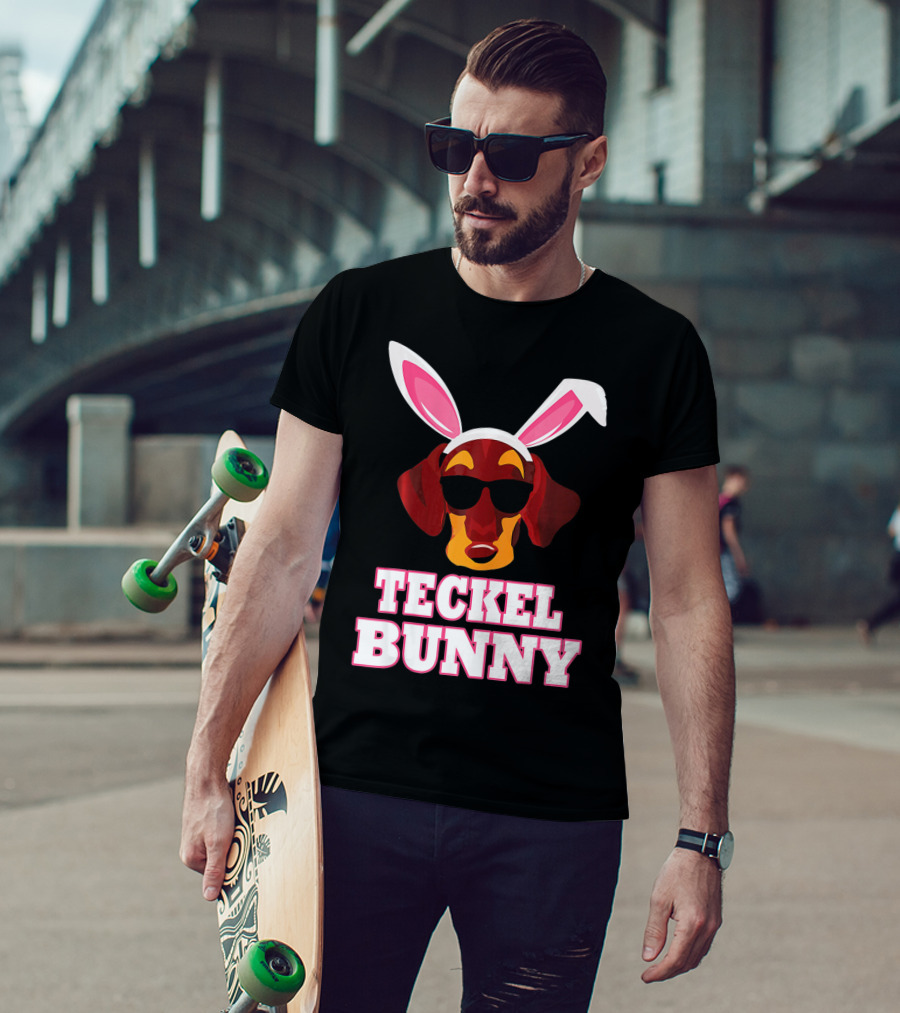Teckel Bunny Rabbit Dog With Cool Glasses T-Shirt