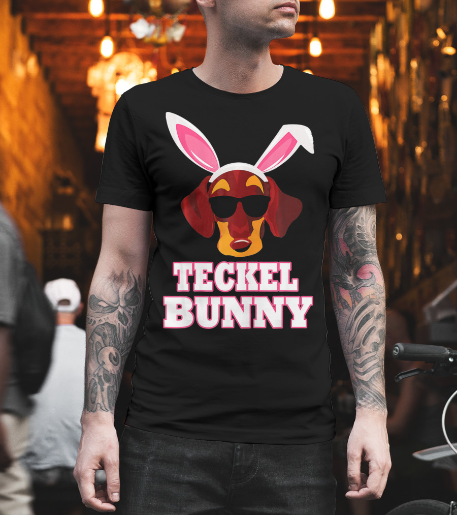 Teckel Bunny Rabbit Dog with Cool Glasses T-Shirt