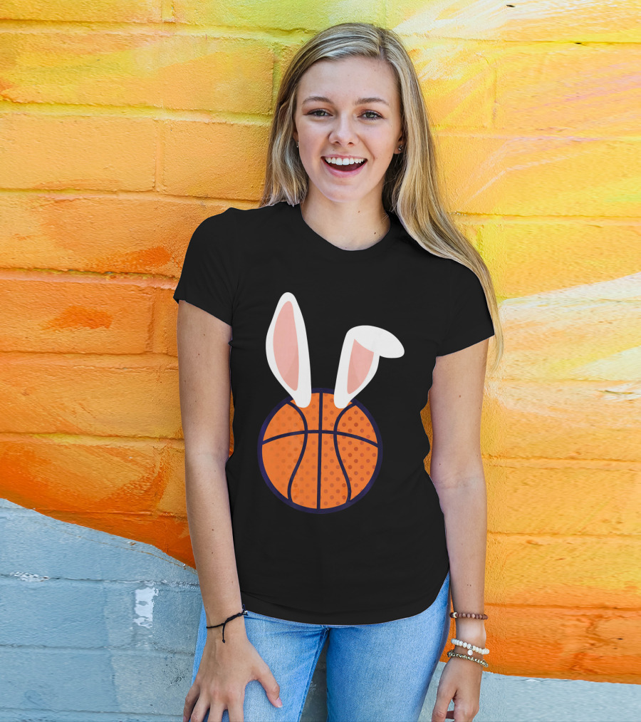 Basketball Bunny Ears Easter Slam Dunk Fun T-Shirt