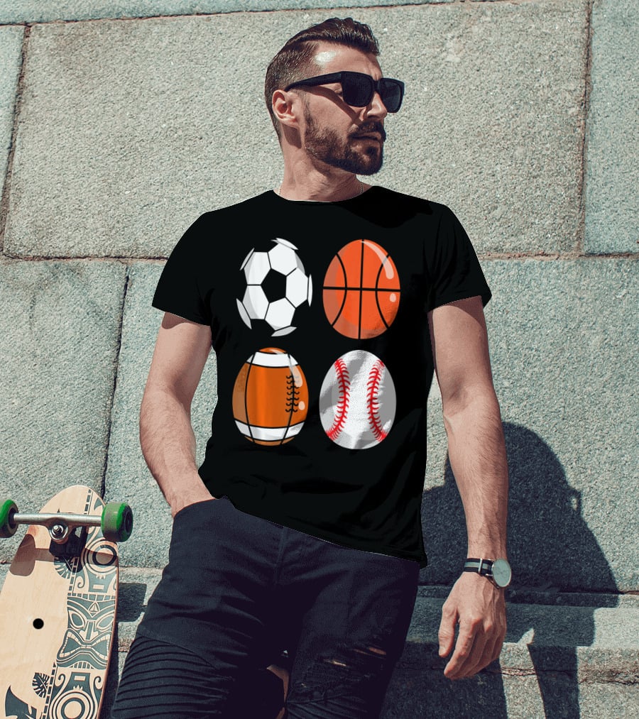 Easter Eggs Football Rugby Basketball Baseball Soccer T-Shirt
