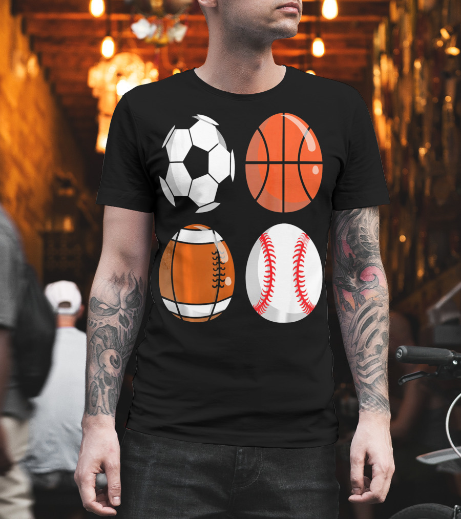 Easter Eggs Football Rugby Basketball Baseball Soccer T-Shirt