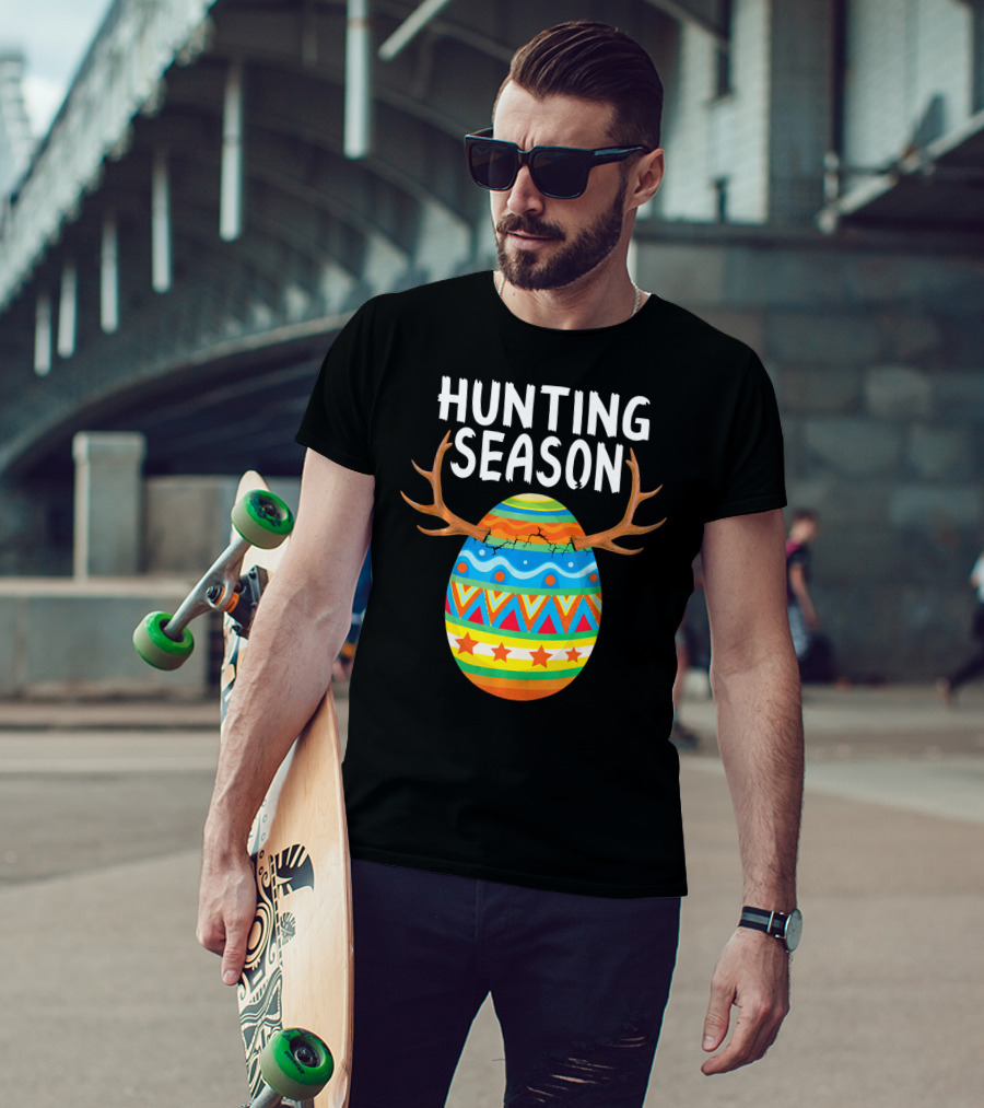Hunting Season Easter Egg With Antlers T-Shirt