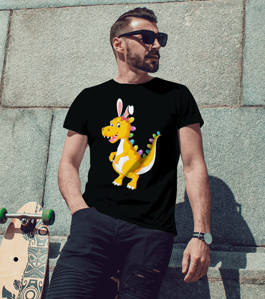 Dinosaur Rex With Bunny Ears And Easter Eggs T-Shirt
