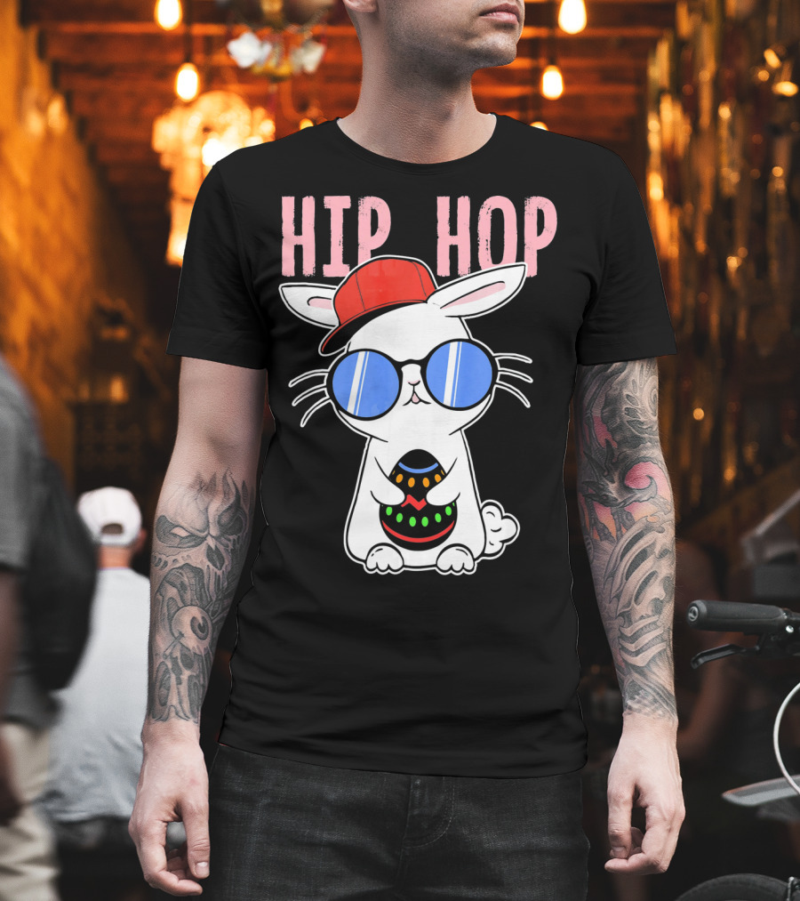 Cool Hip Hop Easter Bunny With Eggs In Sunglasses And Cap T-Shirt