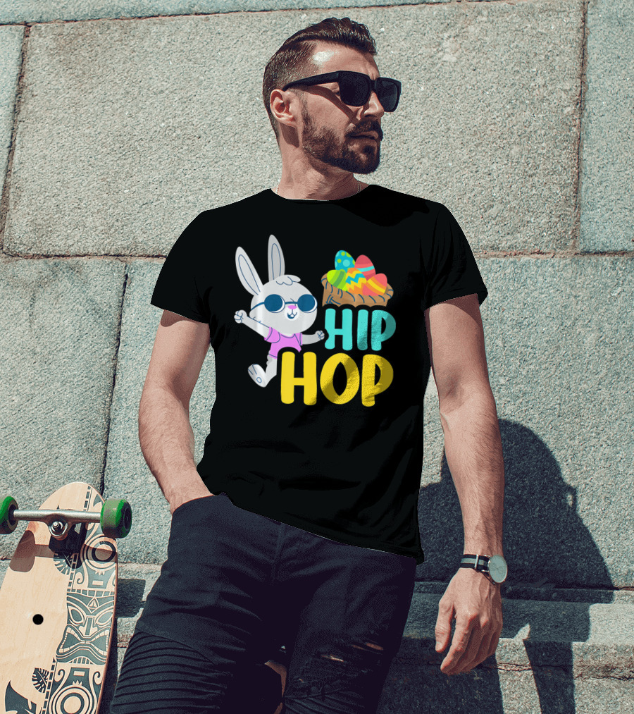 Hip Hop Bunny With Sunglasses And Easter Egg Basket T-Shirt