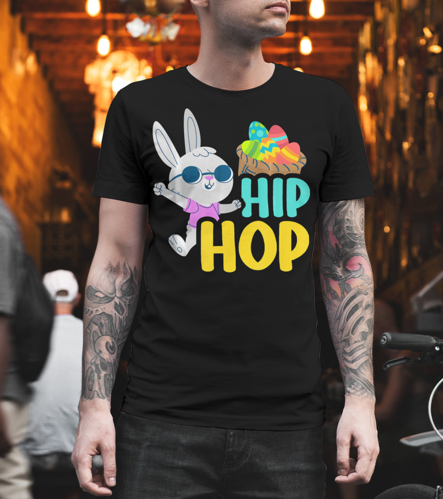 Hip Hop Bunny With Sunglasses And Easter Egg Basket T-Shirt
