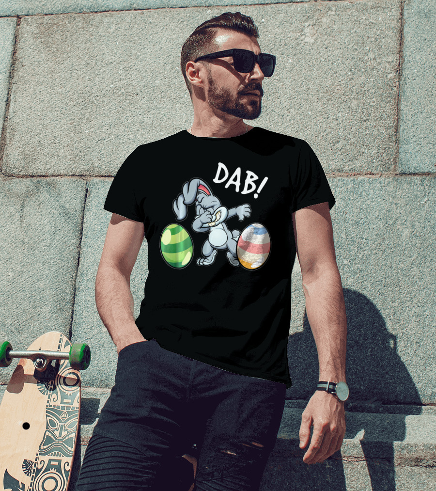 Easter Bunny Dab With Colorful Eggs T-Shirt
