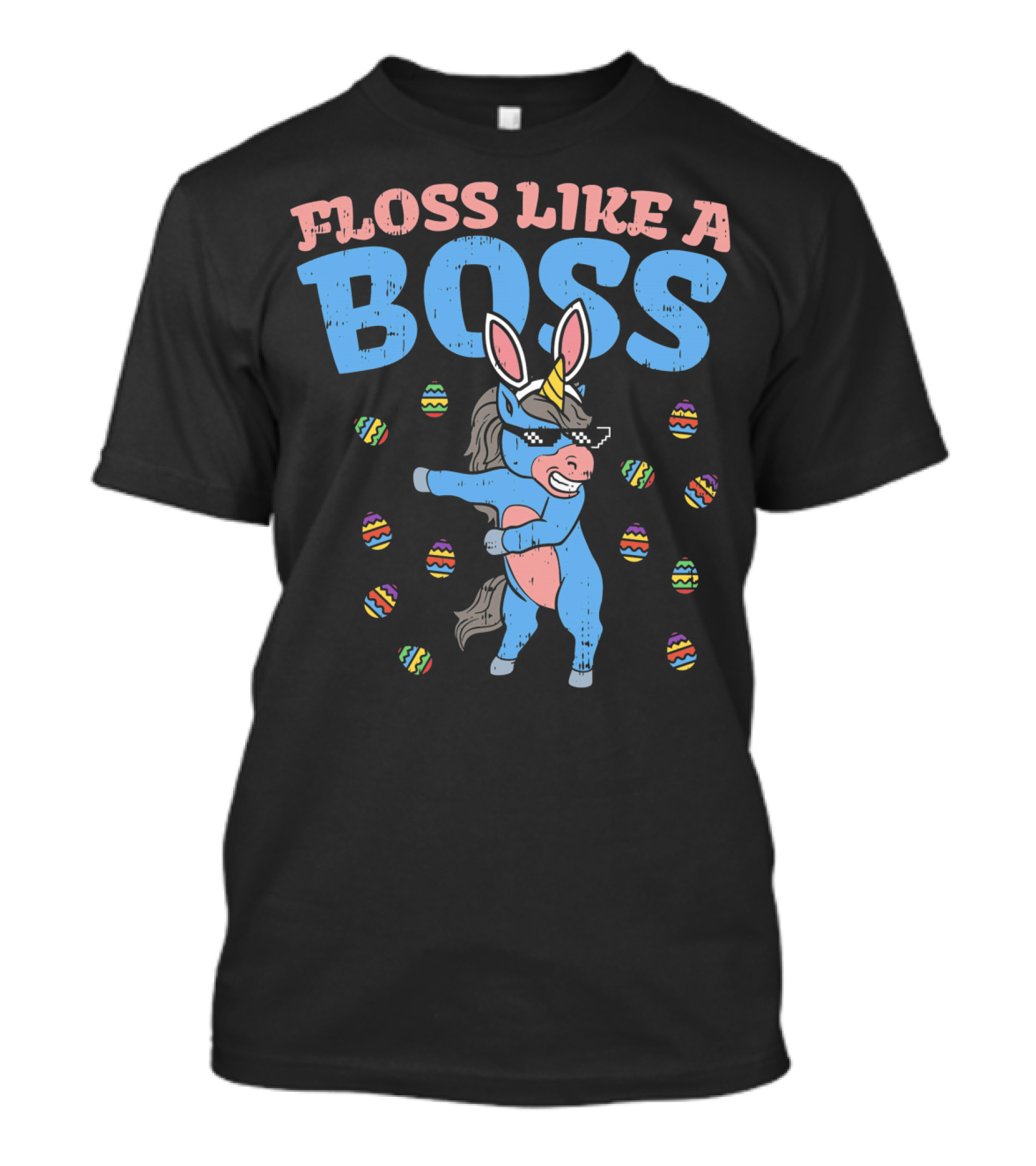 Floss Like A Boss Easter Unicorn Surrounded By Colorful Eggs T-Shirt