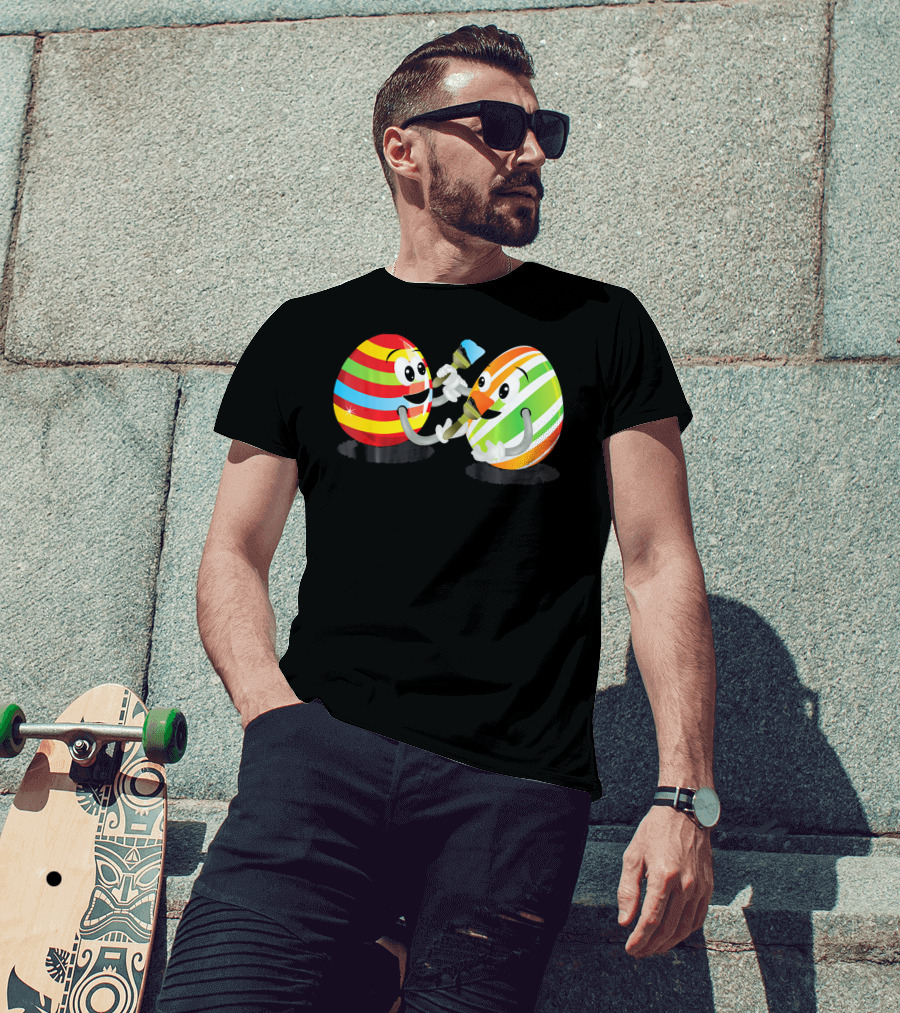 Egg Painting Funny Easter Coloring Activity With Striped Cartoon Eggs T-Shirt