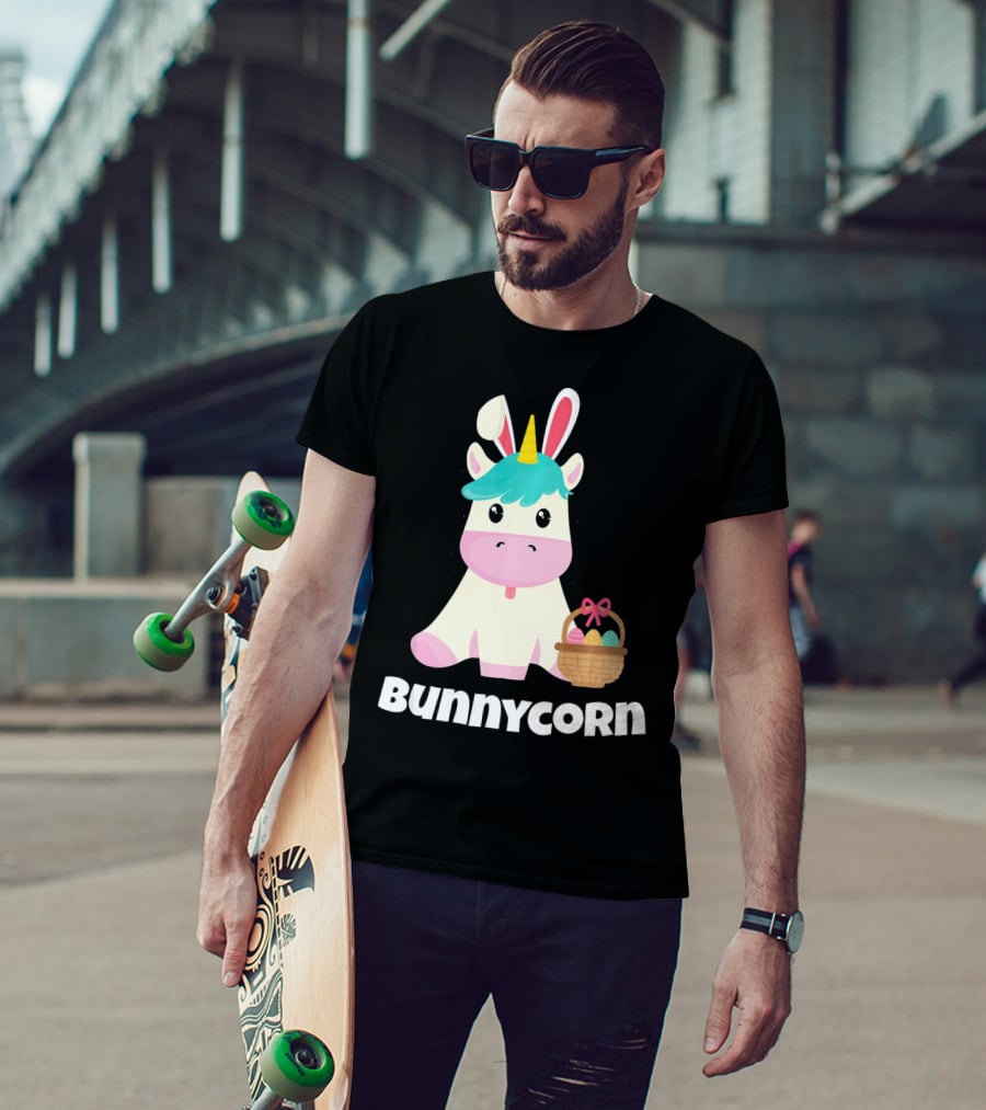 Bunnycorn Easter Unicorn With Bunny Ears And Basket T-Shirt