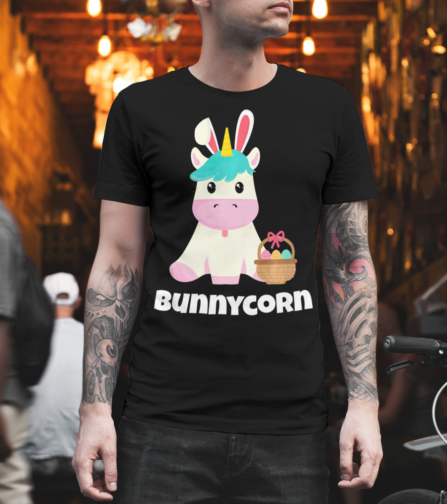 Bunnycorn Easter Unicorn With Bunny Ears And Basket T-Shirt