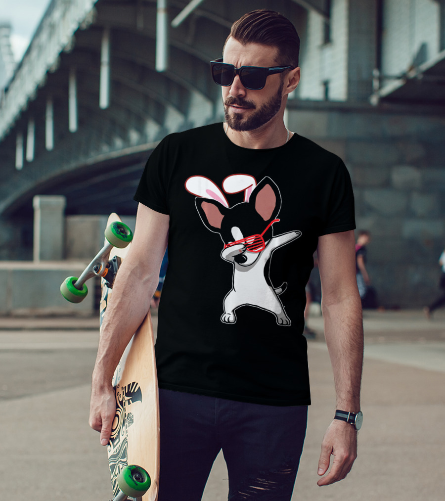 Easter Bunny Dabbing Chihuahua With Bunny Ears And Sunglasses T-Shirt